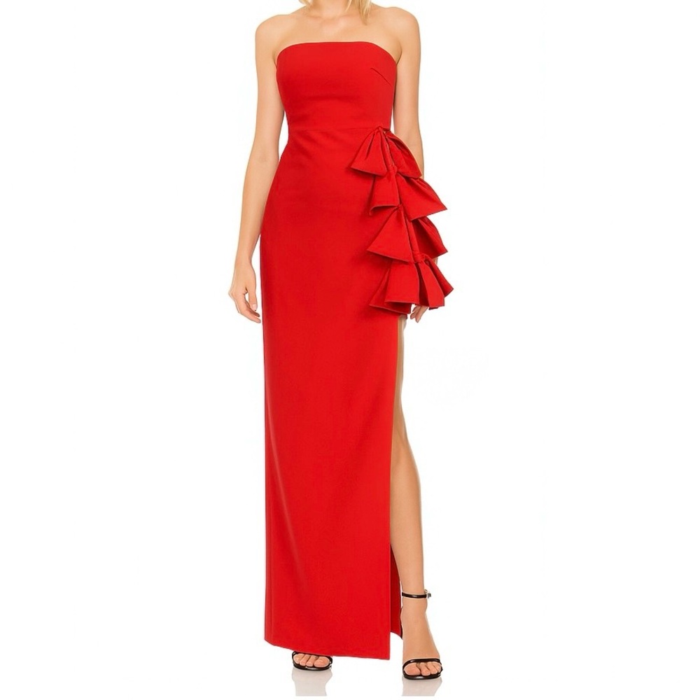 NWT 2 Badgley Mischka Women’s Red Gala Gown Sleeveless Holiday Christmas Dress